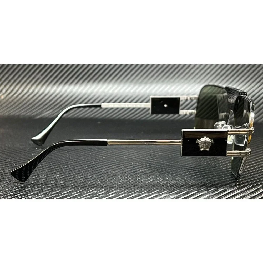 Versace Gunmetal Green Men's 63mm Sunglasses